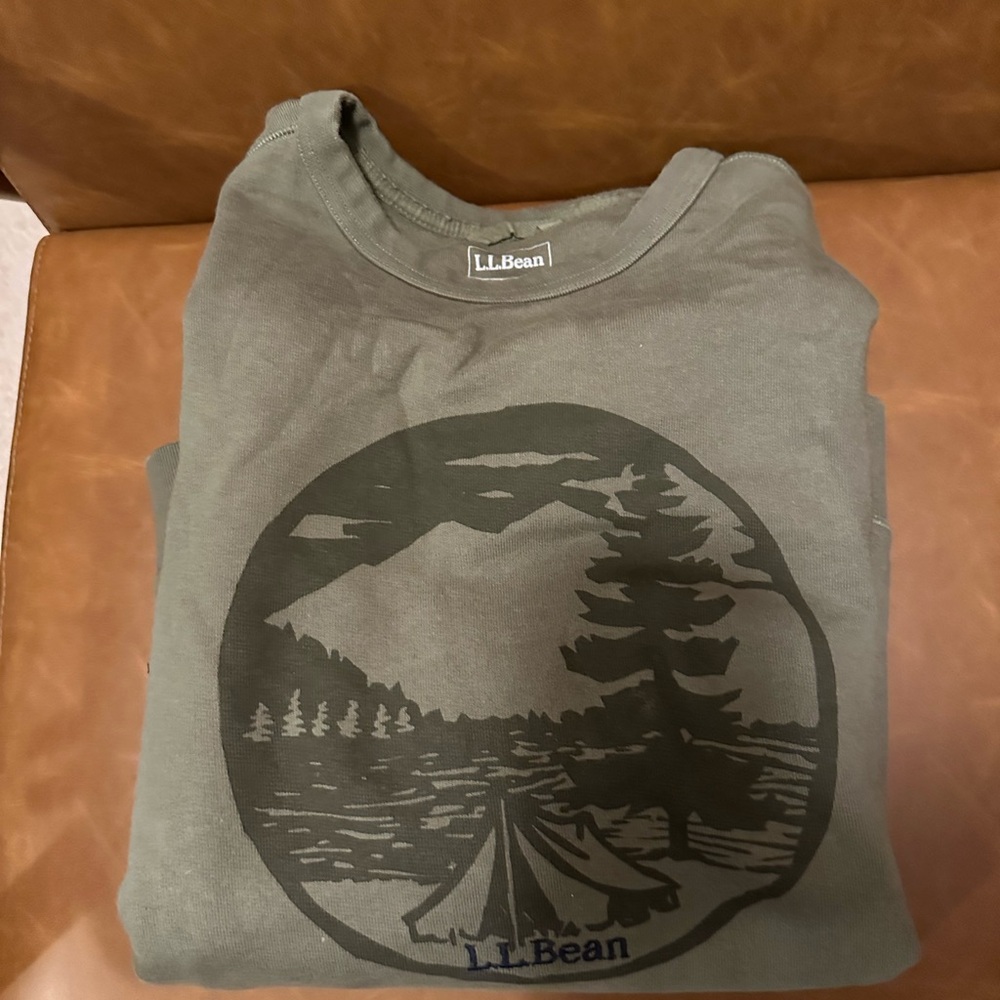 L.L. Bean Olive Graphic Long Sleeve Tee